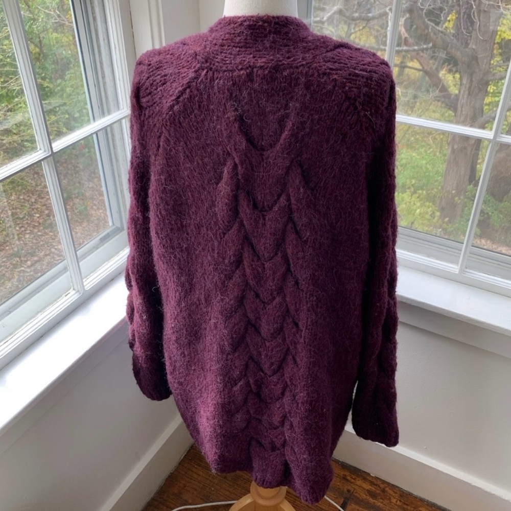 ISO H&M Deep Purple/Burgundy Cable Knit Cardigan - Picture 6 of 11